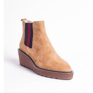 CECELIA NEW YORK Women's Suede Chelsea Boots Sz 6.5 Tan Wedge Booties Gemma Gwen